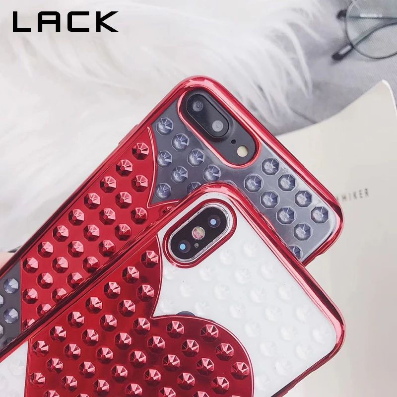 Отсутствие 3D заклепки любящее сердце чехол для телефона iPhone X Case 6 S 7 8 Plus Роскошные