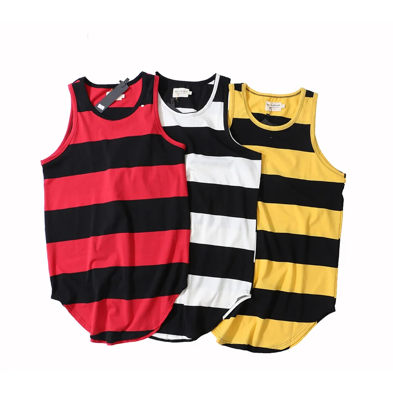 Мужская майка с изогнутым подолом летняя Удлиненная в стиле хип хоп 3 цвета