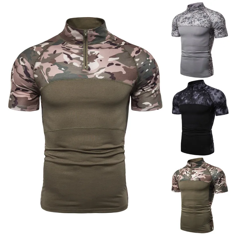 

Военная тактическая рубашка с коротким рукавом, камуфляжная армейская боевая рубашка Ranger, футболка для страйкбола, пейнтбола, охоты, одежда...