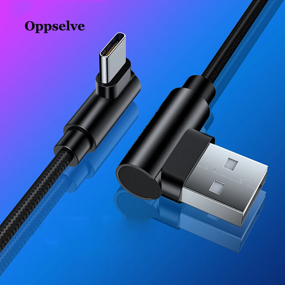 Oppselve 90 градусов usb type-C кабель для samsung S10 S9 Быстрая зарядка type-C кабель для зарядки мобильного телефона USB C кабель для Xiaomi mi9