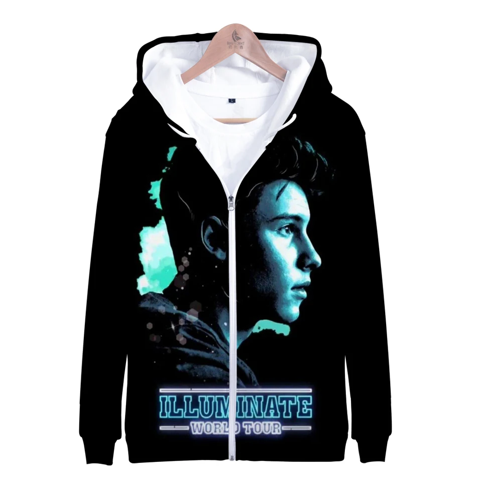 Shawn mendes 3D Толстовка с капюшоном на молнии Женские и мужские толстовки спортивный