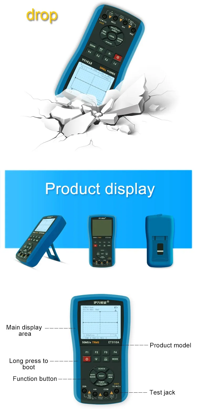 Цифровой мультиметр EONE ET310A 10 МГц/50 Мб/с портативный осциллограф с ЖК-подсветкой