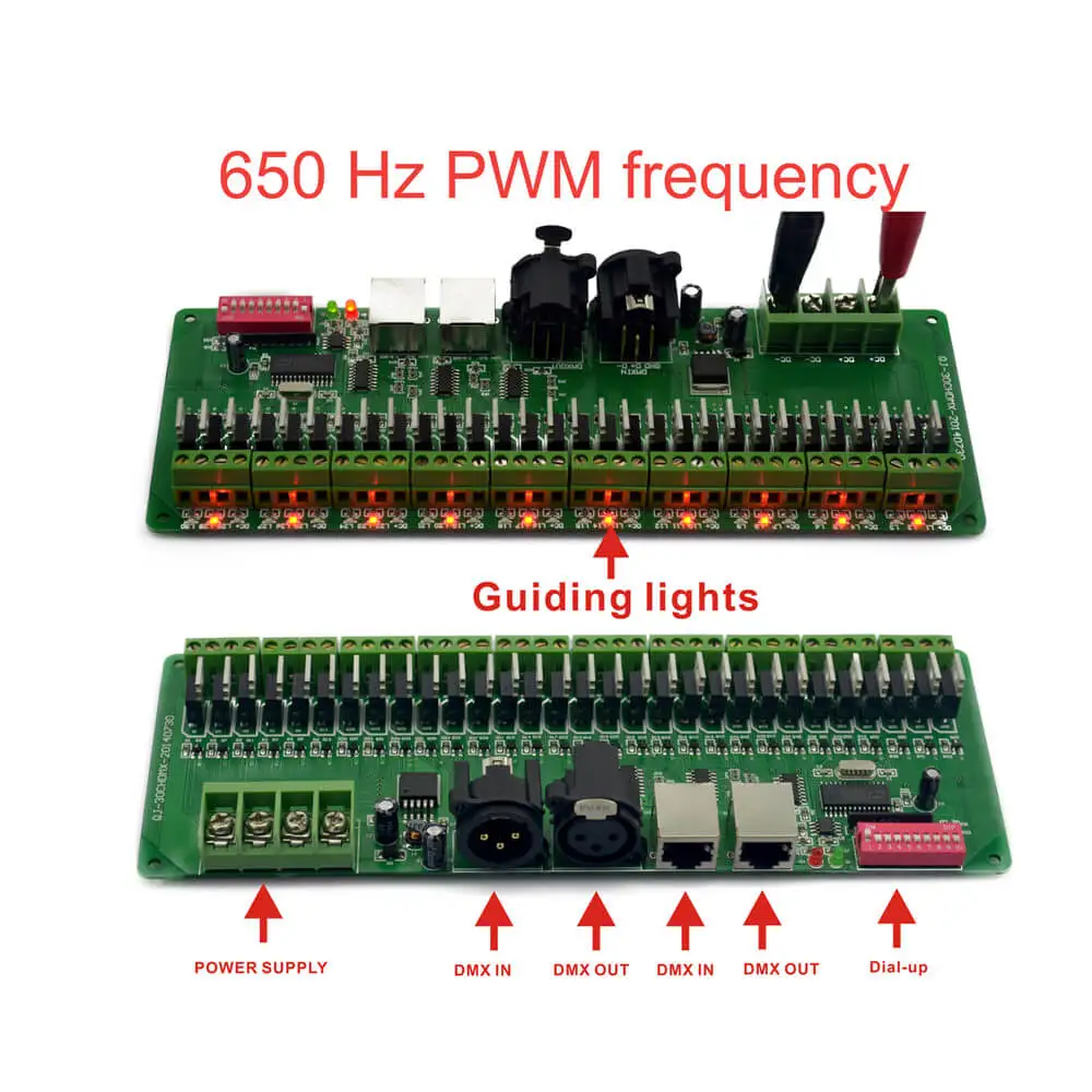 30 канальный DMX декодер с RJ45 и XLR вилкой 27 канальный DMX512 декодер для DC12V-24V RGB контроллер 60A dmx диммер