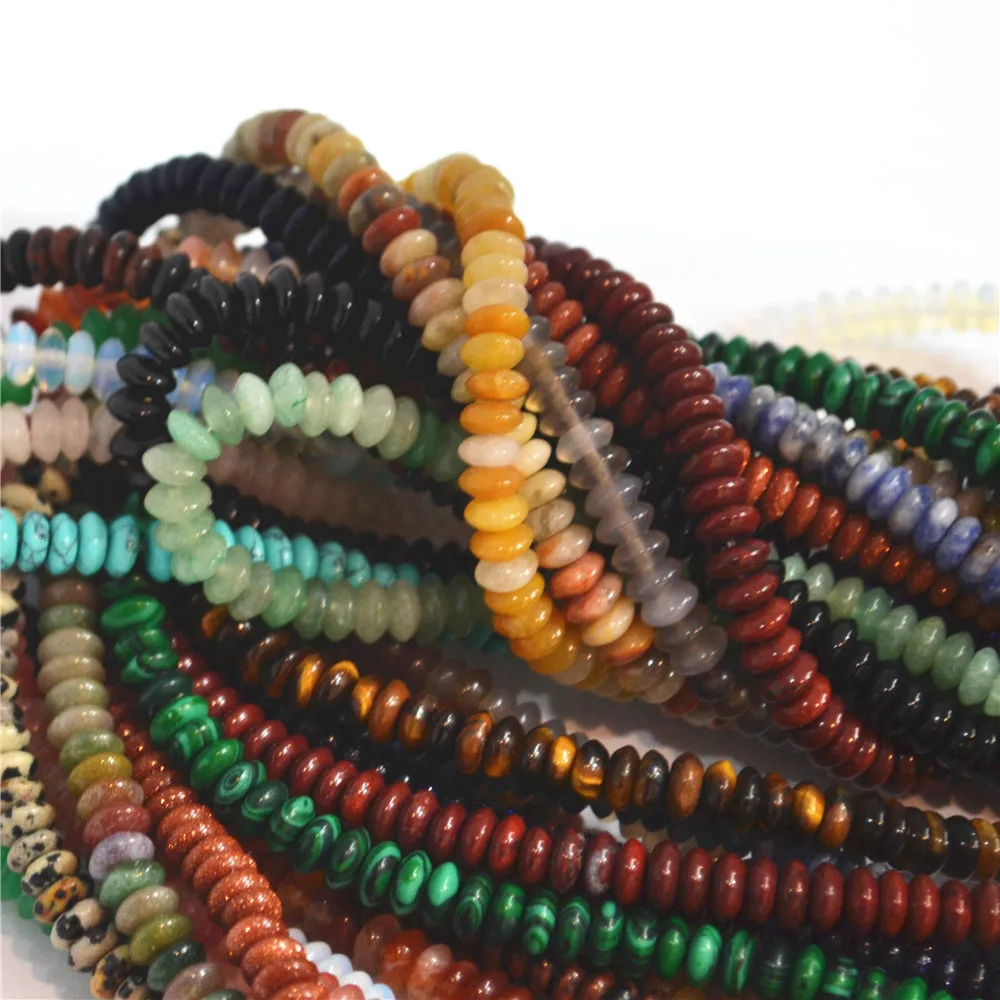 Лидер продаж модные бусины 3*6 мм из натурального камня круглые плоские смешанных