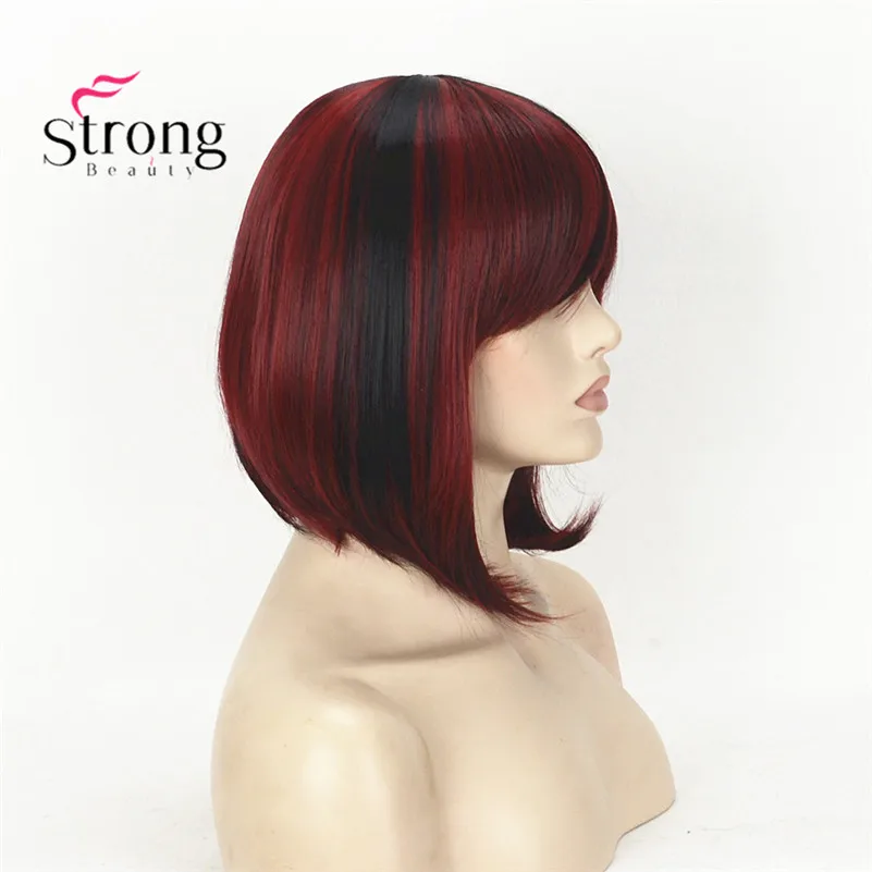 StrongBeauty короткие прямые темно красные волосы с эффектом Боб стильные потертые