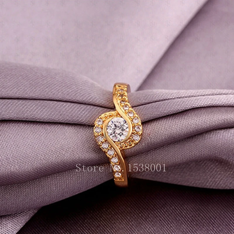 Пасьянс штампованное желтое золото GP женское кольцо размер 7 обручальное