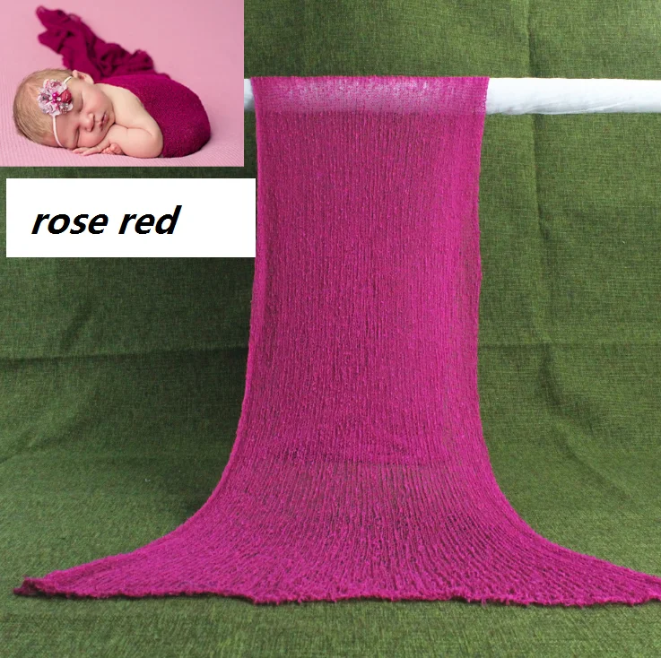 rose red Новорожденный реквизит для фотосессии одеяло хлопковое обертывание растягивающееся детское одеяло пеленание новорожденный фотосессия - Цвет: rose red