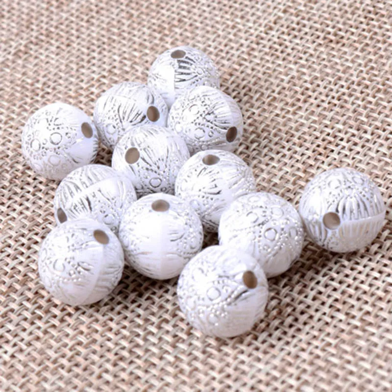 Круглые акриловые шарики в полоску белого цвета винтажном стиле для браслета