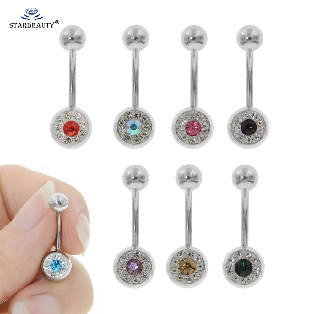 Украшение для пупка, из медицинской стали, ювелирные изделия кольцо для пирсинга циркония, 1 шт.