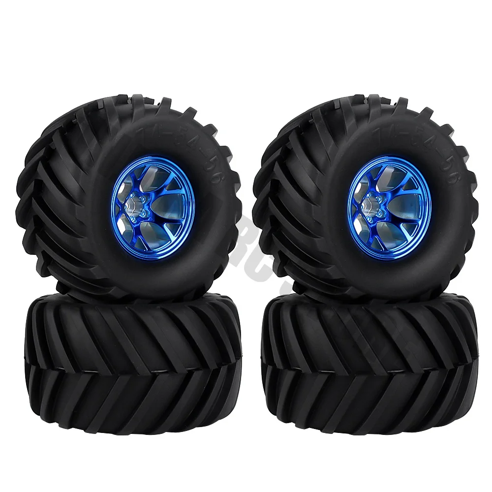 Blue 4 шт. Пластиковые обода и резиновые колеса шины для 1/10 RC Monster Truck Traxxas HIMOTO HSP HPI RC автомобиль - Цвет: Blue