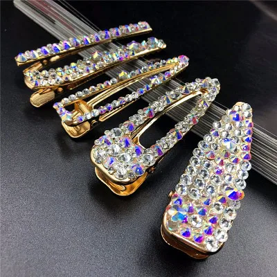 

Korean headdress duckbill clip pearl hairpin female rhinestone side clip super flash word clip girl net red jewelry bangs clip