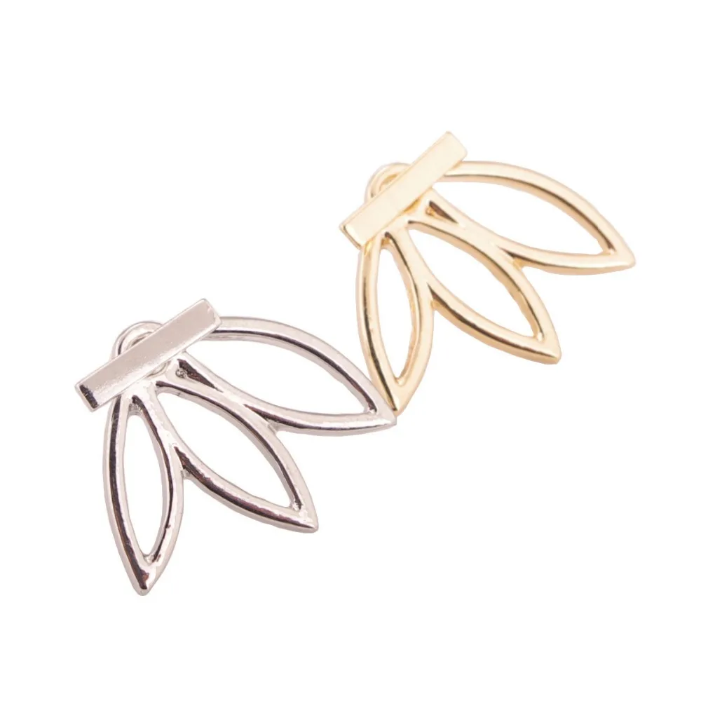 Стильные серебряные серьги с позолотой в виде вырезанных листьев, винтажные серьги с подвесками в виде лотоса для женщин.