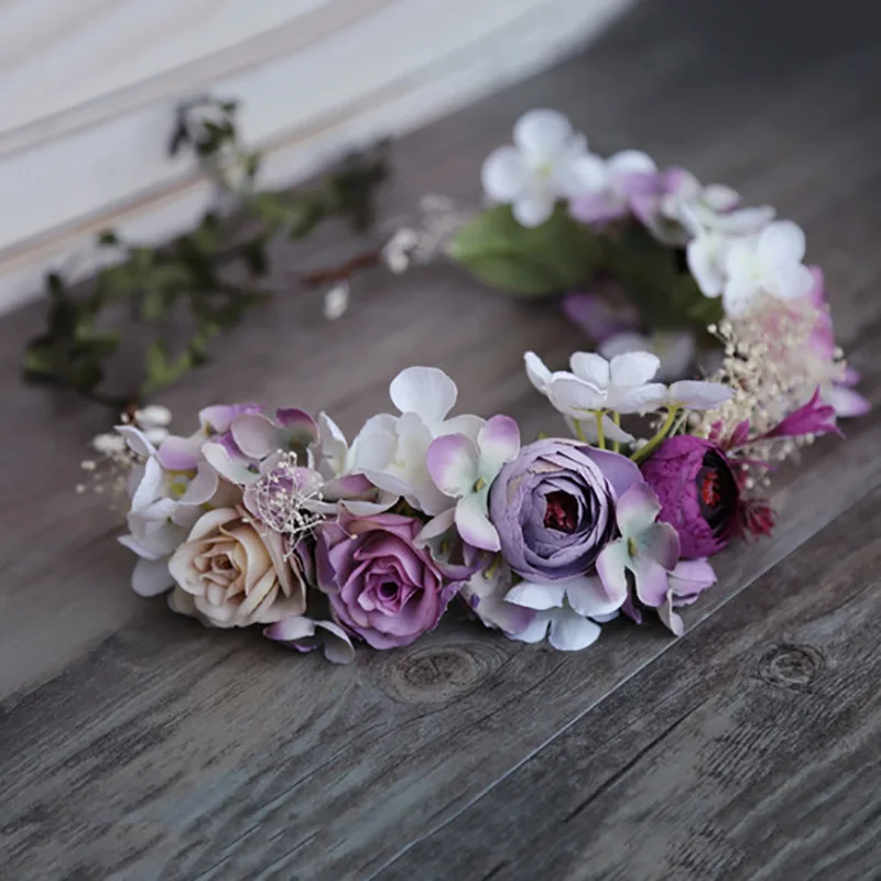2018 Rommance Vines ручной цветочный венок розы аксессуары для волос свадебный головной