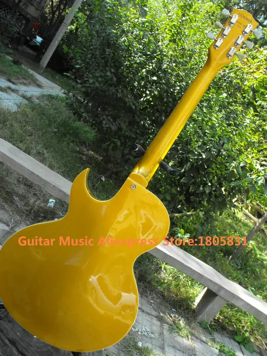 Goldtop Классическая пустая джазовая гитара с тремоло бигби Новое поступление