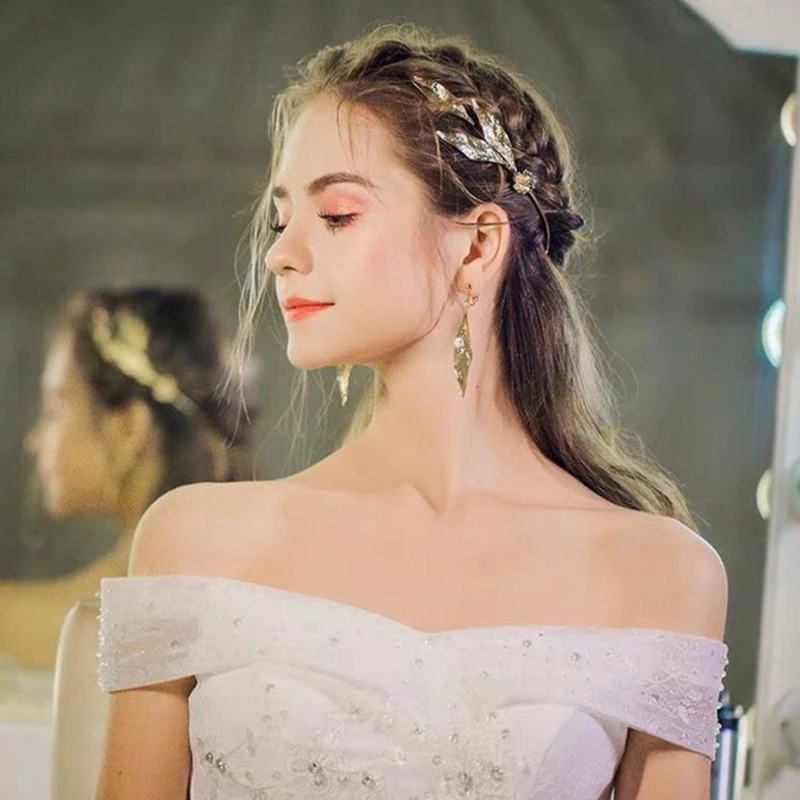 Новинка серьги в стиле ретро с листьями и золотыми цветами ручной работы виде