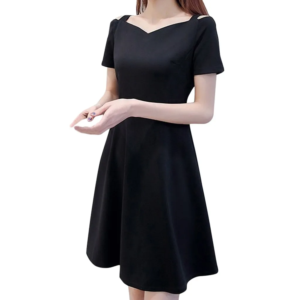 Black 2 Летнее Новое шифоновое Обтягивающее Платье-миди корейские платья Boho элегантные женские вечерние платья с коротким рукавом# J30 - Цвет: Black 2