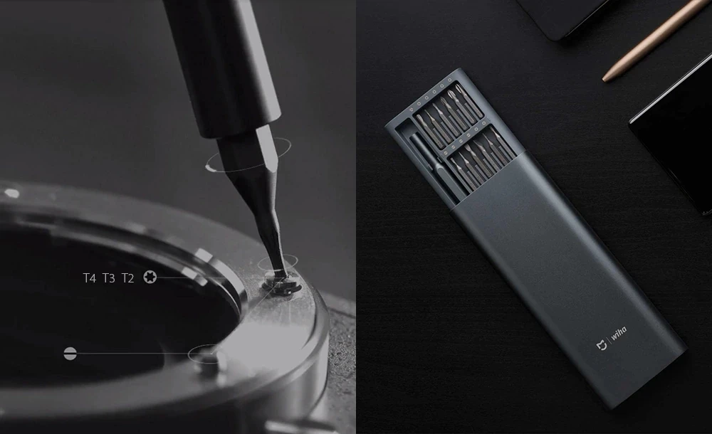 Набор отверток Xiaomi Mijia Wiha S2 steel 60HRC 24 бита, прецизионные магнитные биты, коробка aluminum DIY, Набор отверток для ежедневного использования