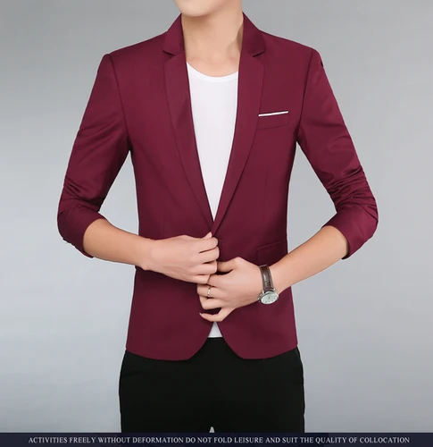 Wine red Новинка, мужской красивый маленький костюм для молодых людей, приталенный Блейзер, мужской модный деловой повседневный деловой Блейзер Terno Masculino - Цвет: Wine red