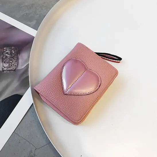 Ffashion, новая женская сумка, высокое качество, мягкий кожаный кошелек, большое сердце, кошелек, мини-карта, сумочка, милая девушка, портативный клатч - Цвет: Розовый