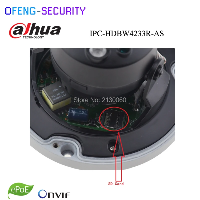 Dahua 2MP ИК Мини купольная сетевая Камера DH-IPC-HDBW4233R-AS аудио SD карты Stellar H265/H264 Poe IP