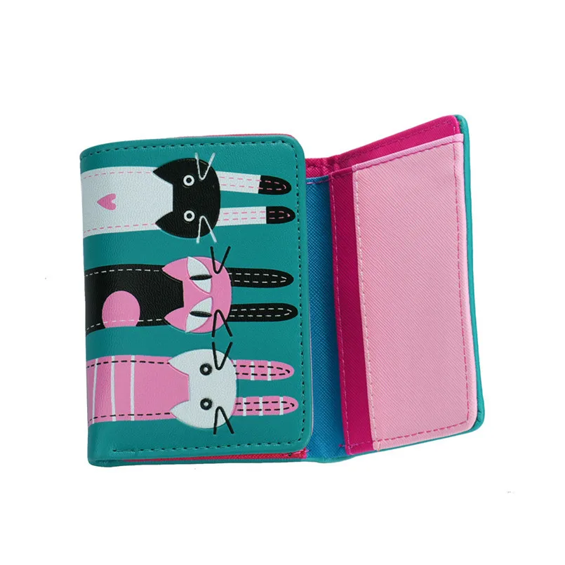Женский кошелек с кошкой WINWIN короткий милым принтом кошки отделением для карт #