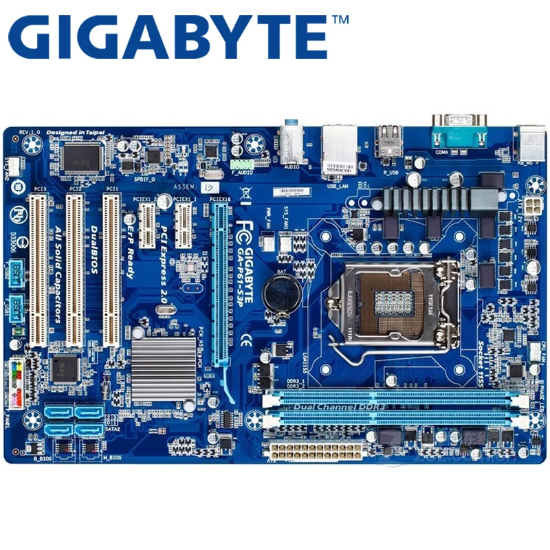 

GIGABYTE GA-P61-S3P настольная материнская плата H61 Socket LGA 1155 i3 i5 i7 DDR3 16G ATX оригинальная P61-S3P подержанная материнская плата в продаже