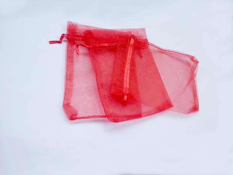 

200pcs 9*12 Red small gift bags for jewelry/wedding/christmas/birthday Organza Bags with handles Packaging Yarn bag