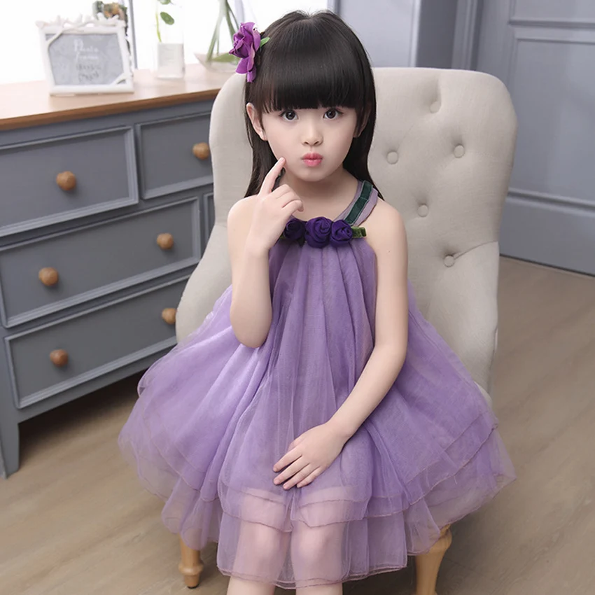 Платье с цветочным узором для девочек вечерние летние платья маленьких на