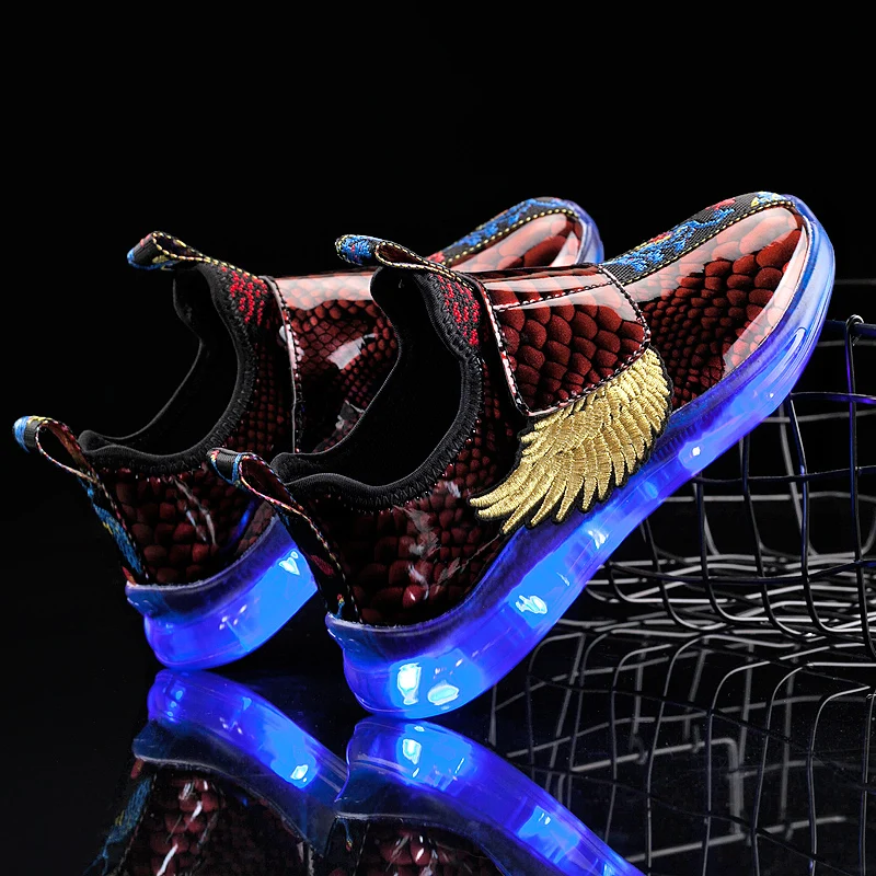 Кроссовки светодиодные с зарядкой от USB 26-37 дюймов | Детская одежда и обувь