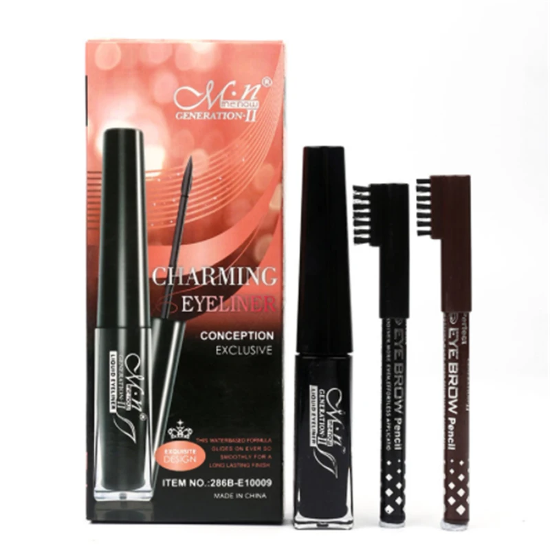 Eyeliner Makeup Waterproof Black Long Lasting Liquid Set Gift Two Black/ Brown Eyepencil | Красота и здоровье