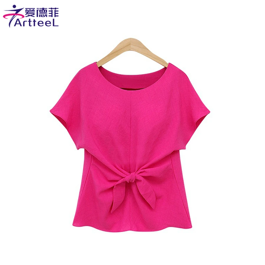 Fashion Women Chiffon Tops Blouses Casual Bowknot OL O-neck Short Sleeve Bottoming Shirts |