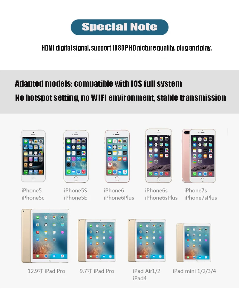 Для iPhone5 5S 6s 6splus 7 7plus 8 8s 8plus iphx iPad в HDMI HD кабель для подключения мобильного телефона