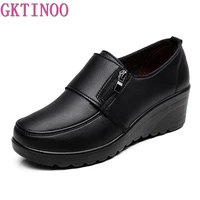 gktinoo spring autumn womens fashion pumps shoes woman soft leather wedges single casual shoes mother high heels shoes
