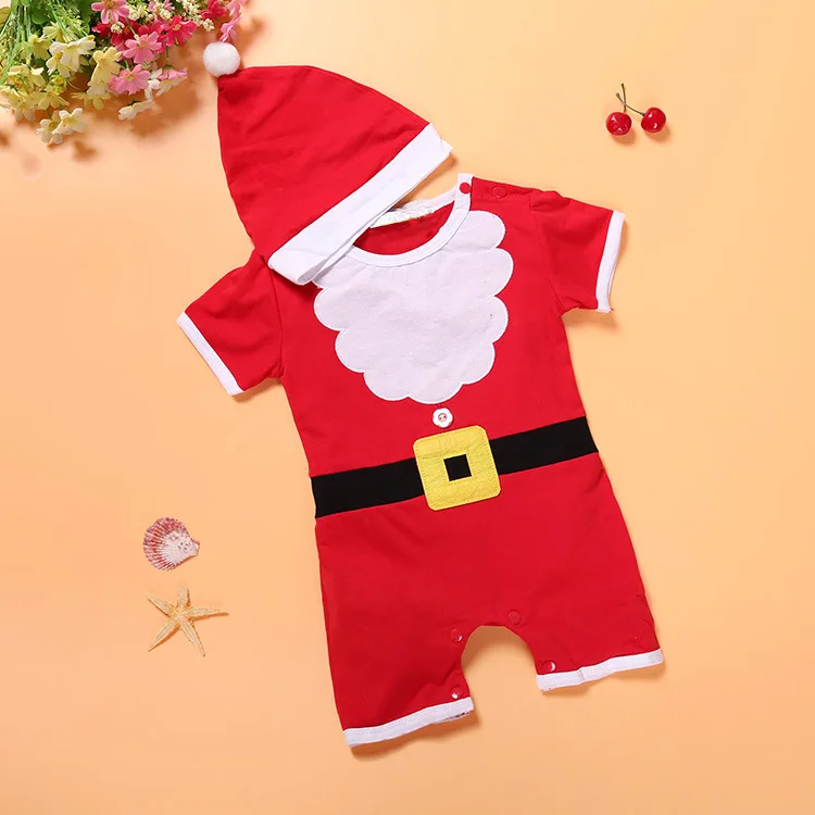 Christmas Clothes Baby Romper Santa Claus Newborn Clothing Cotton Jumpsuit + Hat New Year Costume |