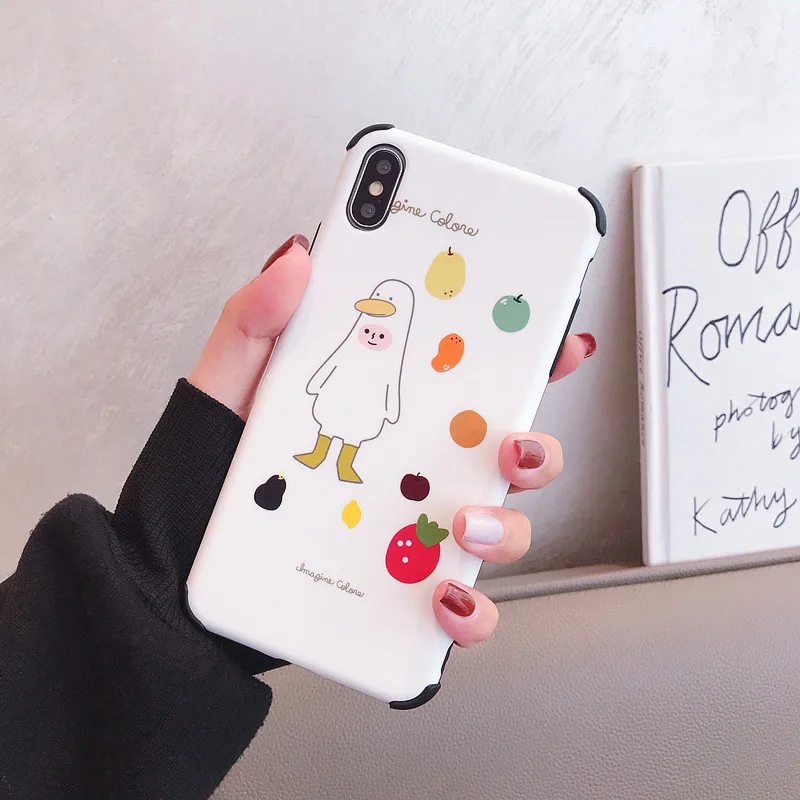 Funny Happy Duck Phone Case For iphone XS Max XR X 6 6s 7 8 plus Cases MAX Cover Cartoon Soft Copa |