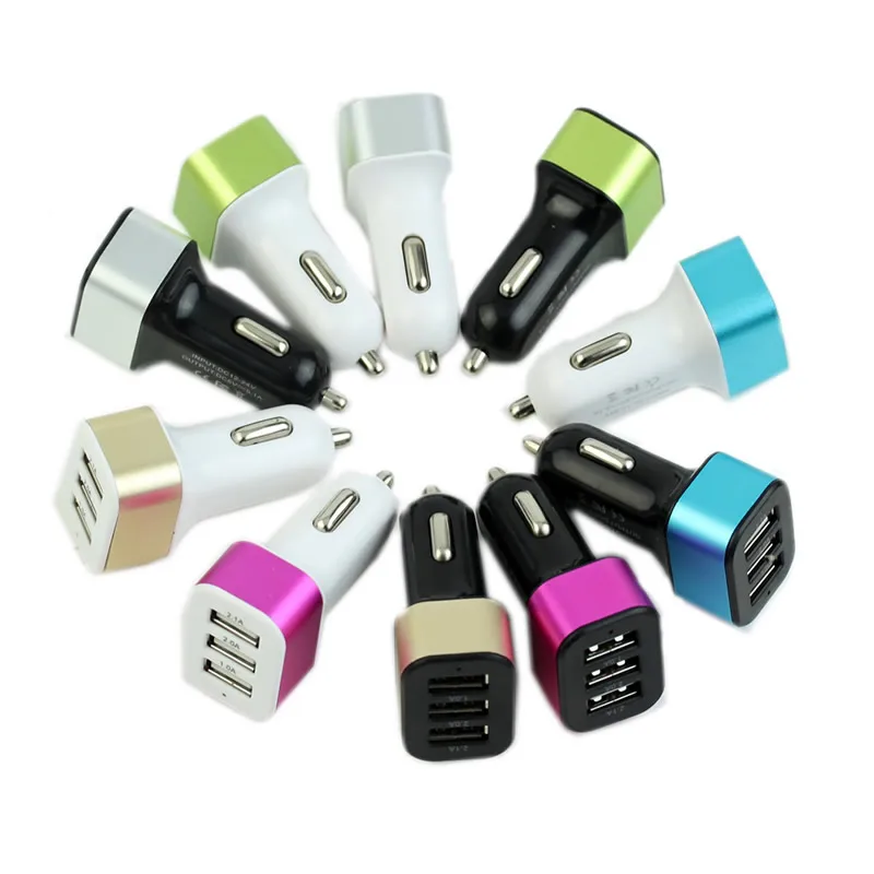 1 шт. автомобильное зарядное устройство адаптер 3 USB порты 5.1A для iPhone6 5S Samsung Note4 S5 HTC