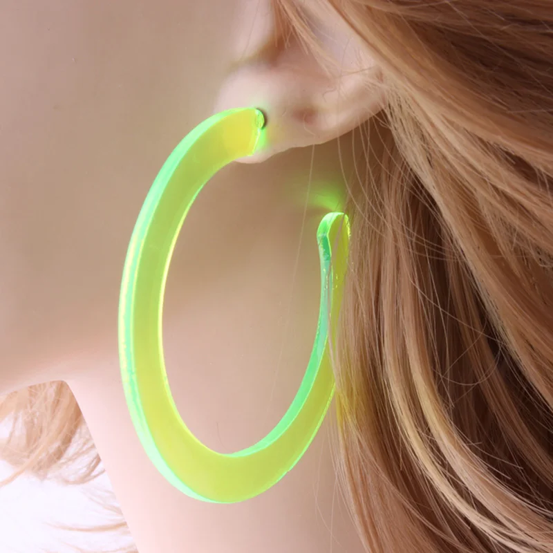 Серьги кольца флуоресцентные прозрачные ПВХ Ушные Кольца для женщин большая