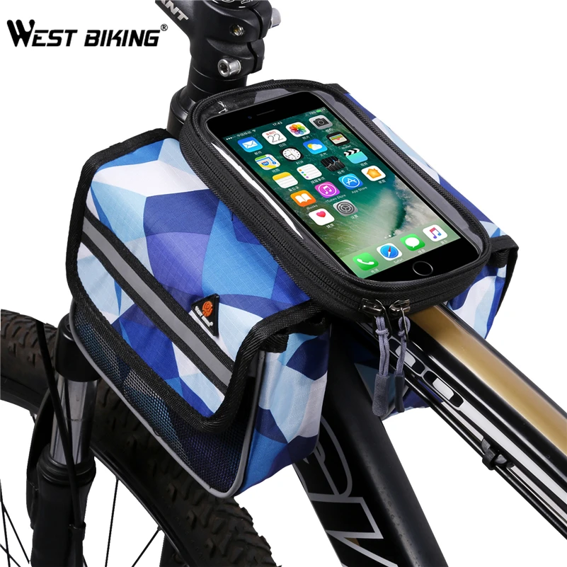 WEST BIKING велосипедная Сумка труба с дождевиком Водонепроницаемая передняя рама