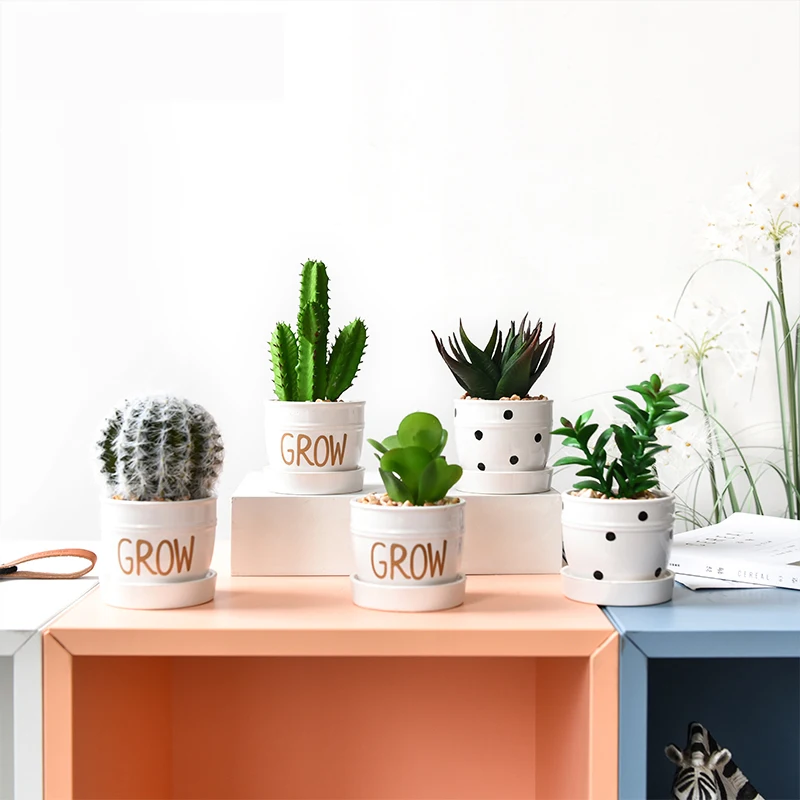Европейский настольный искусственный набор в горшках с буквами керамическая