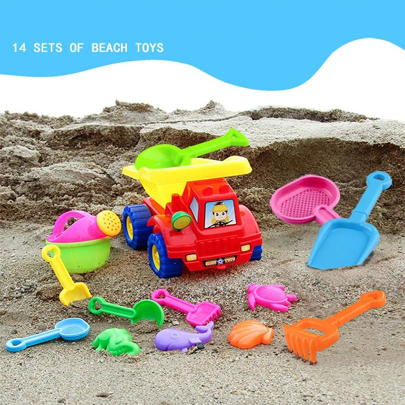 14Pcs/set Children's Beach Toys Plastic Shovels Rakes Watering Pot Educational Pool Sand Toy For Kids Play Games Gift CL5649 | Игрушки и