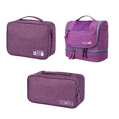 Purple 3 шт./компл. косметичка для путешествий, сумки цифровой кабели провода бюстгальтер нижнее белье туалетных принадлежностей, сумка для хранения комплект с сумкой чехол органайзеры, аксессуар - Цвет: Purple