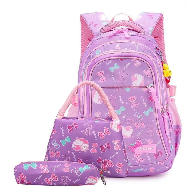

Cute bow printing backpacks children primary girls school bags set kids bookbags 3 pieces set sac enfant waterproof nylon