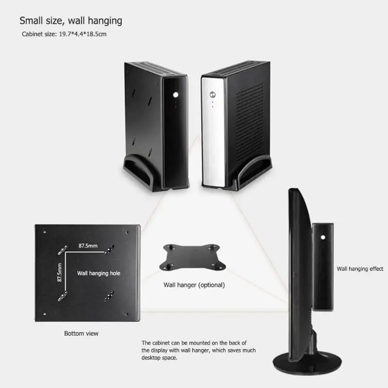 Компьютерный ПК чехол ET-4 тонкий Mini ITX чехол s USB2.0 2,5 дюймов HDD SDD SGCC компьютерный игровой ПК настольный корпус для черного/серебристого цвета