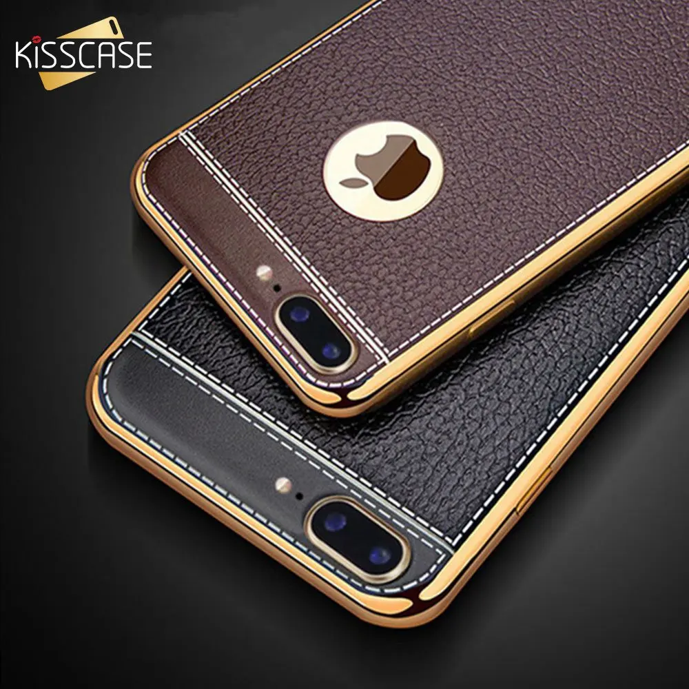 Чехол KISSCASE из мягкого ТПУ личи для iPhone X 10 чехол телефона 8 7 Plus 6 6s 5 5S SE задняя