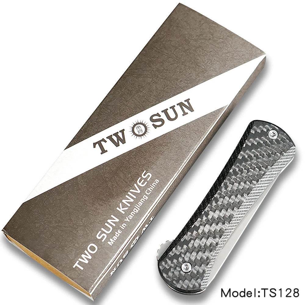 TwoSun S90V лезвие складной карманный нож Походный Тактический охотничий нож инструмент для выживания титановое углеродное волокно Быстро Открытый Динамо TS128