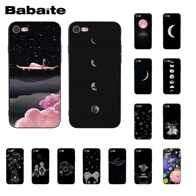 

with white moon stars space astronaut Phone Case for iPhone 12 11 Pro 11Pro Max X XS MAX 6 6S 7 7plus 8 8Plus 5 5S XR 12mini