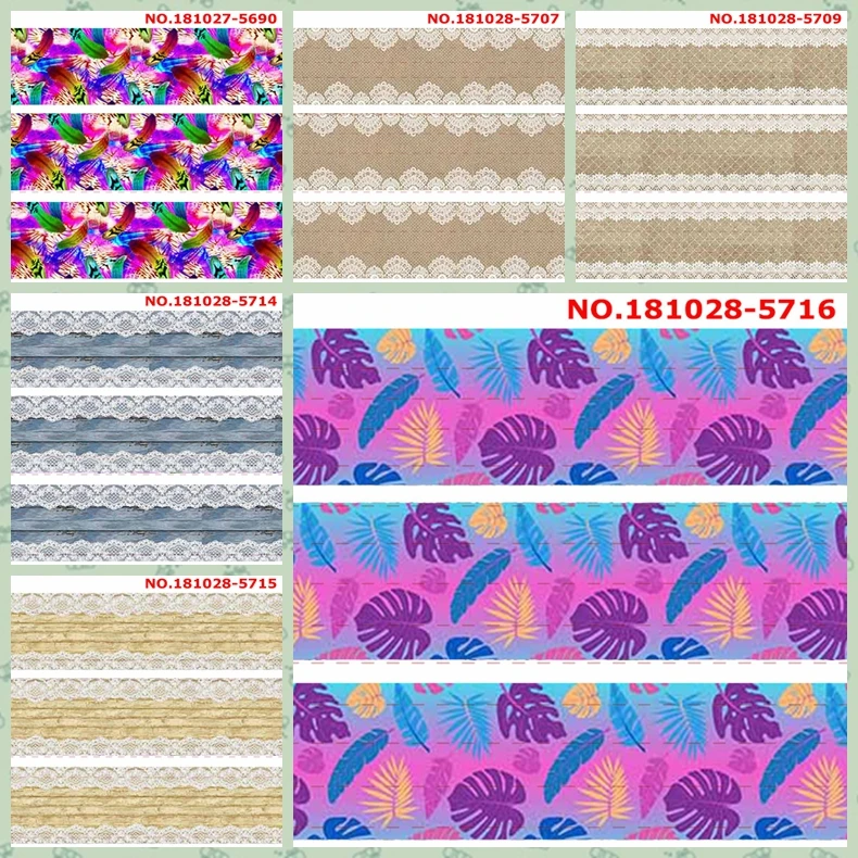 

New 50 yards colorful ribbon flowers side printed grosgrain ribbon 5707