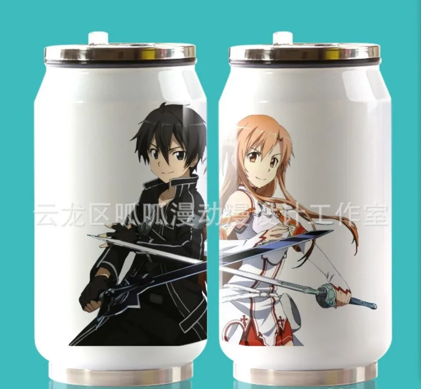 Горячая аниме Sword Art онлайн чашка вокруг вакуумной чашки из нержавеющей стали на молнии бутылка для воды Изолированная чашка