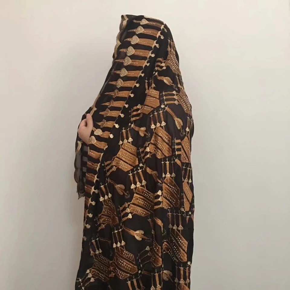 Новый дизайн Африканский шарф ткань с камнями 1*2 м французская сетка