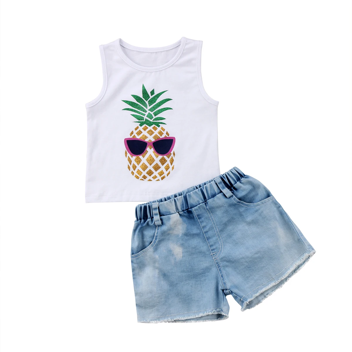 Комплект из 2 предметов для новорожденных девочек топ с принтом ананасов жилет